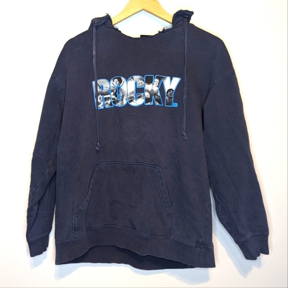 Vintage Y2K 2006 Rocky Boxer Graphic Hoodie Cut Neck Mens Medium